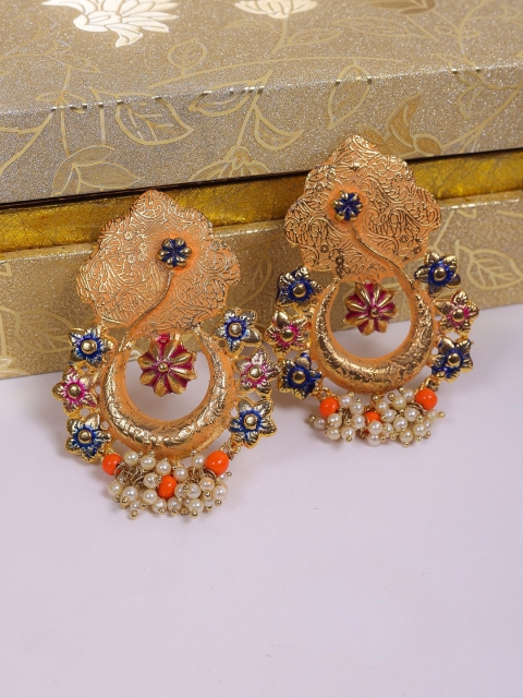 

DIVA WALK Gold-Toned Contemporary Chandbalis Earrings