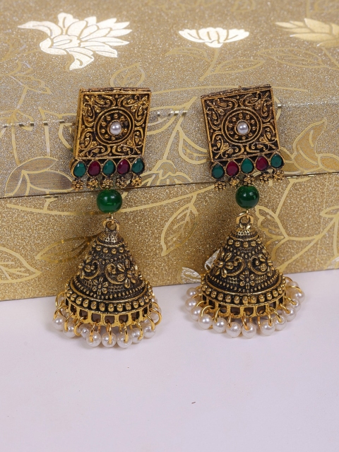 

DIVA WALK Gold-Toned Contemporary Jhumkas Earrings