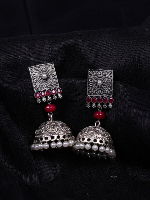 

DIVA WALK Silver-Toned Contemporary Jhumkas Earrings