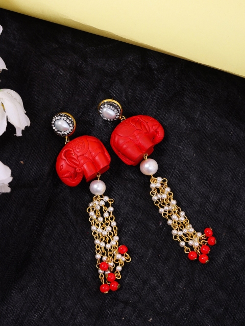 

DIVA WALK Gold-Toned Contemporary Drop Earrings