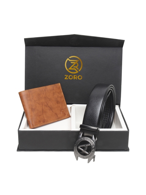 

ZORO Men Black & Brown Solid Wallet & Belt Accessory Gift Set