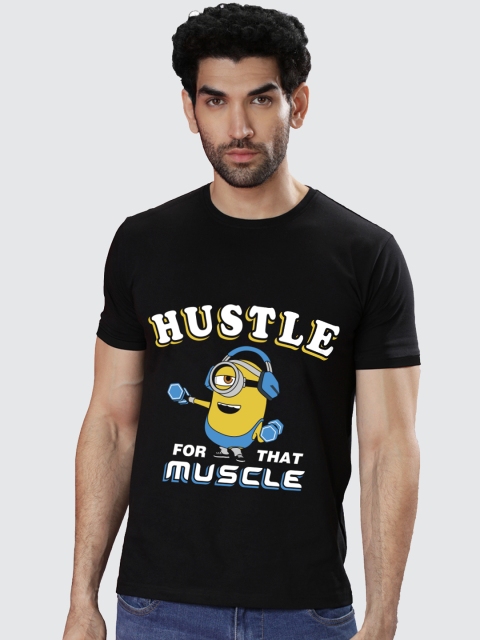 

The Souled Store Men Black Minions Hustle For Muscle Printed T-shirt
