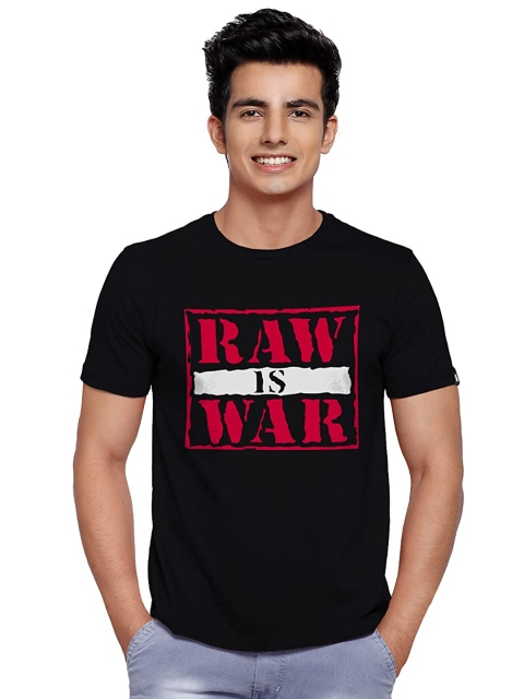 The Souled Store Men Black & Red Typography Printed Cotton T-shirt