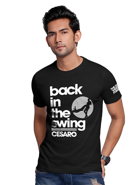 

The Souled Store Men Black Typography Printed Applique T-shirt