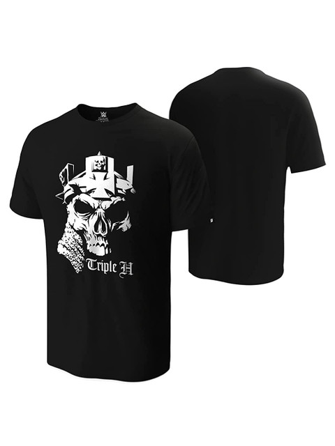 

The Souled Store Men Black & White Triple H The Kings Skull Printed Cotton T-shirt