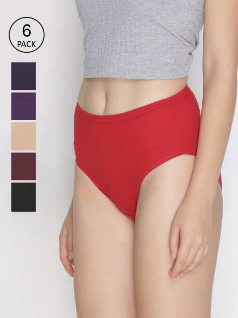 

LYRA Women Pack Of 6 Assorted Pure Cotton Hipster Briefs