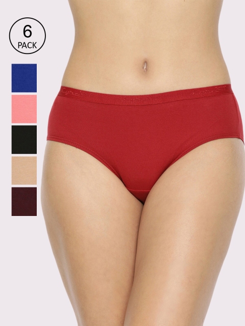 

LYRA Women Pack Of 6 Assorted Pure Cotton Hipster Briefs