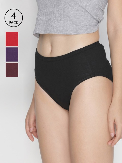 

LYRA Women Pack Of 4 Assorted Pure Cotton Hipster Briefs