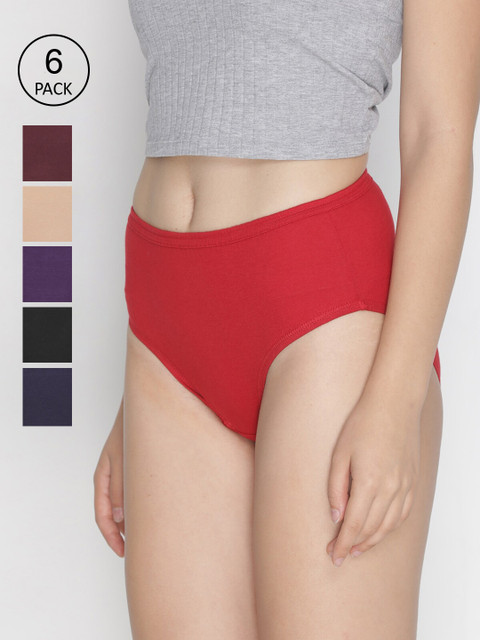

LYRA Women Assorted Pack Of 6 Printed Pure Cotton Hipster Briefs