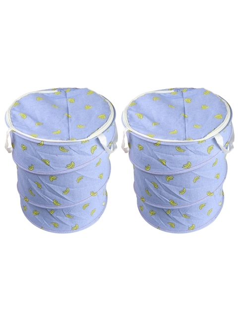 

OddCroft Set Of 2 Lavender Printed Foldable Laundry Basket