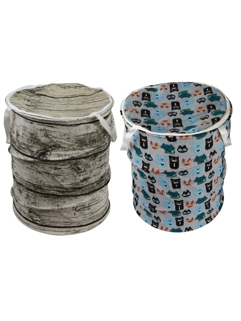 

OddCroft Set Of 2 Printed Laundry Basket, Cream
