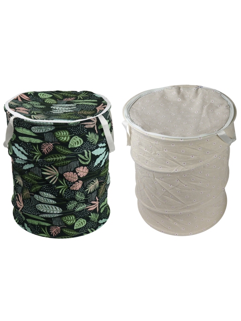 

OddCroft Set Of 2 Printed Foldable Laundry Bag, Black