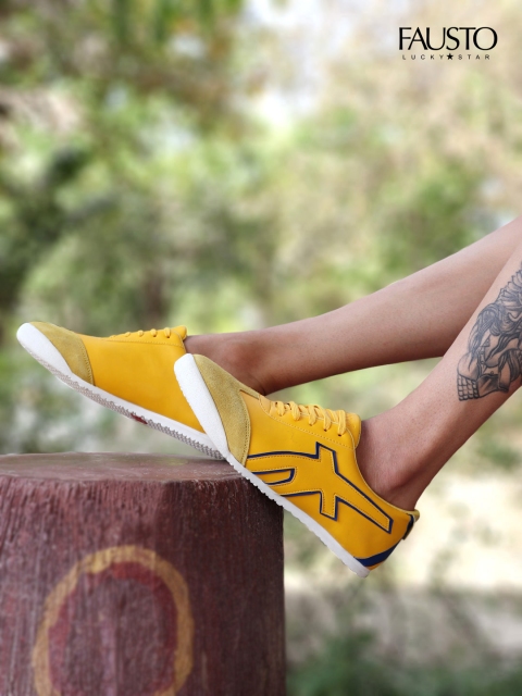 

FAUSTO Men Yellow PU Slip-On Lightweight Sneakers