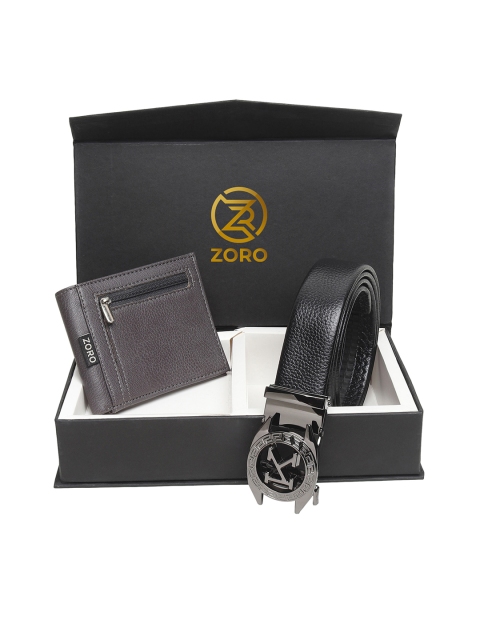 

ZORO Men Black Solid Wallet & Belt Accessory Gift Set