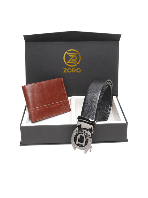 

ZORO Men Black & Brown Leather Accessory Gift Set