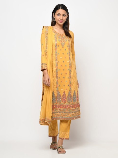 

Safaa Yellow & Blue Unstitched Dress Material