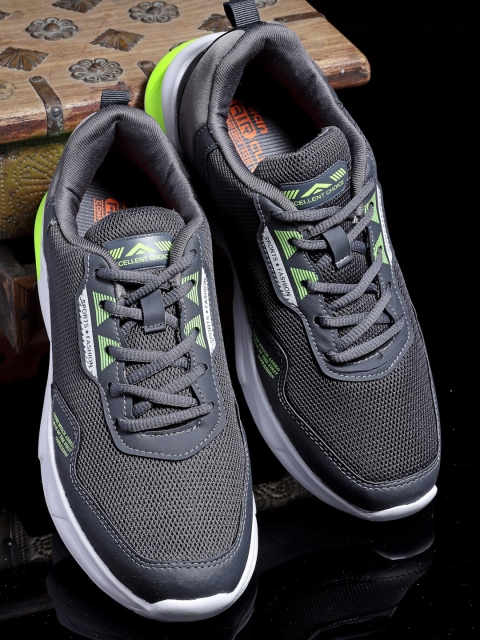 

ASIAN Men Grey & Green Mesh Running Non-Marking Shoes