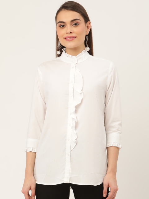 

Madame Women White Cotton Formal Shirt