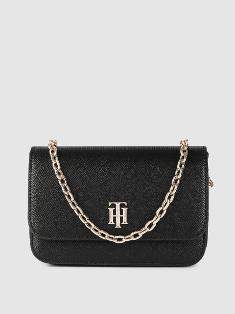 

Tommy Hilfiger Black Solid Structured Crossover Sling Bag