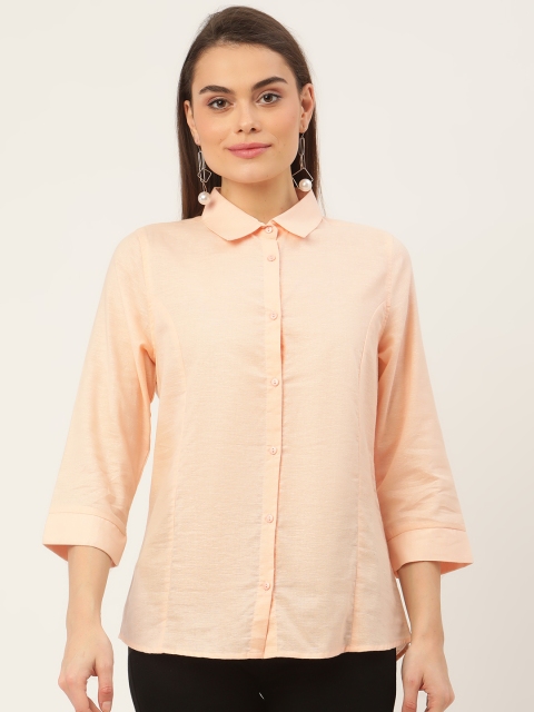 

Madame Women Peach-Coloured Casual Shirt