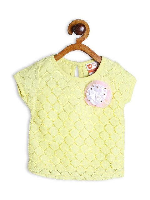 

612 league Girls Yellow Lace Top