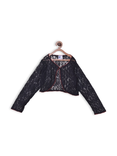 

612 league Girls Black Crop Button Lace Shrug