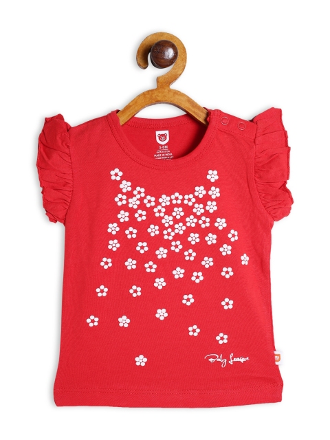 

612 league Red & White Floral Print Pure Cotton Top