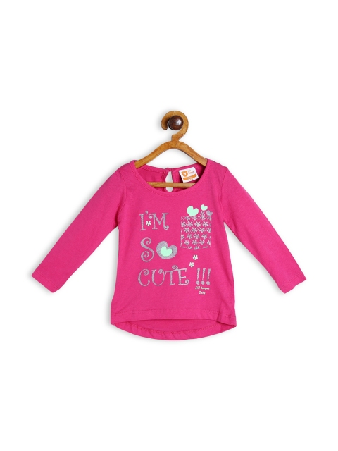

612 league Girls Fuchsia & Sea Green Typography Print Top