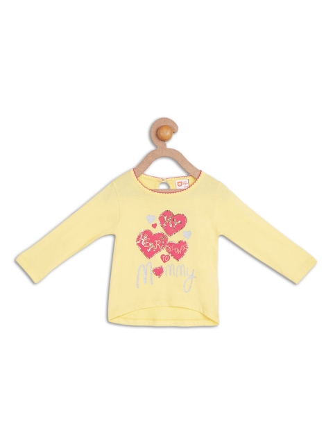 

612 league Girls Yellow Graphic Printed Pure Cotton Top
