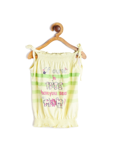 

612 league Girls Yellow Printed Pure Cotton Blouson Top