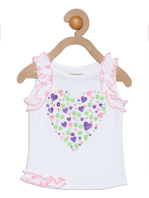 

612 league Girls White Glittered Pure Cotton Top