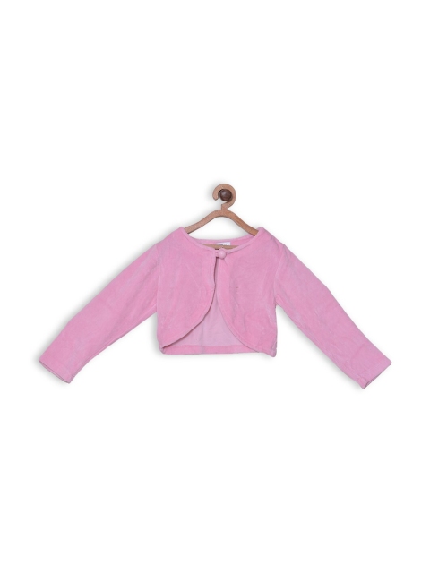 

612 league Girls Pink Cotton Crop Button Shrug