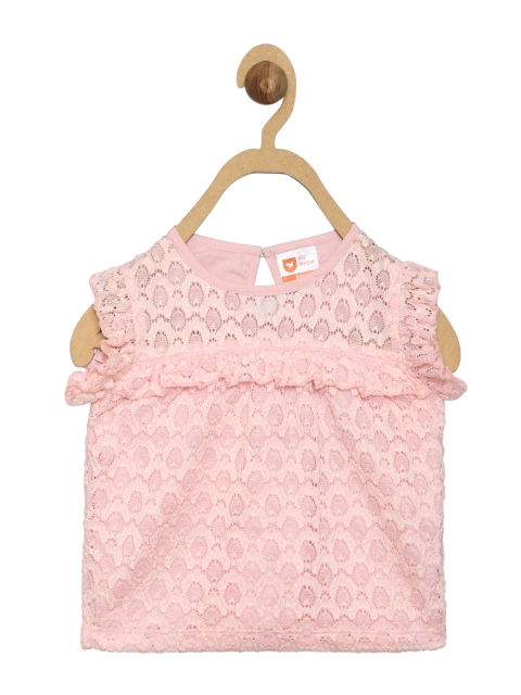 

612 league Girls Pink Ruffles Lace Top