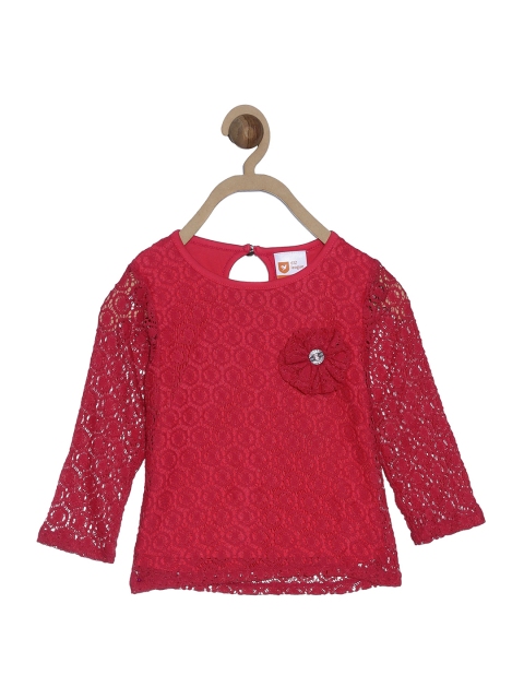 

612 league Girls Fuchsia Lace Top