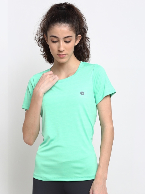 

BUKKUM Women Sea Green Slim Fit Training or Gym T-shirt