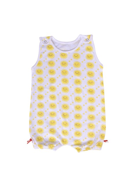 

Moms Home Kids Yellow & White Printed Pure Cotton Rompers