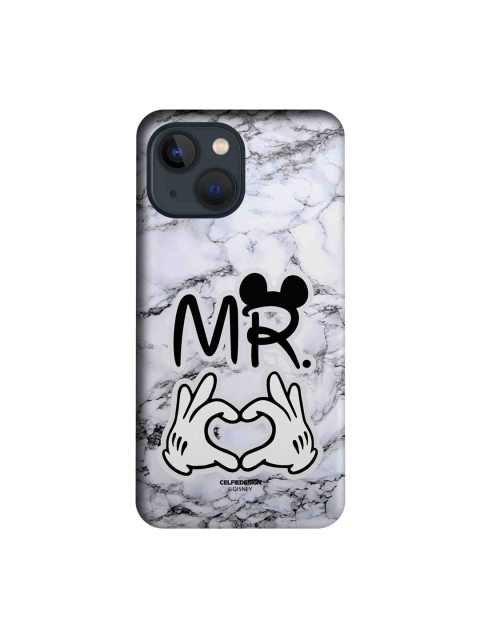 

macmerise Grey & Black Printed iPhone 13 Mini Slim Back Case
