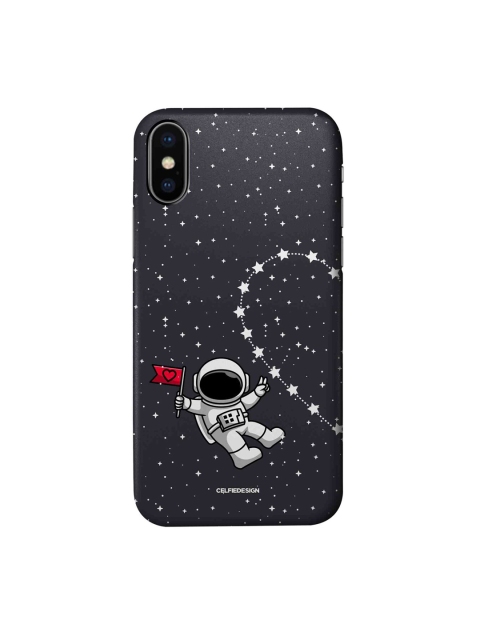 

macmerise Black & White Space Love 1 Printed iPhone X Slim Back Case, Multi