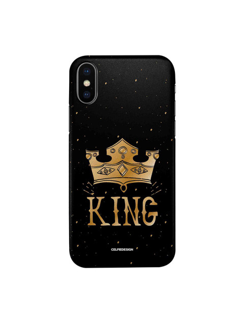 

macmerise Black & Gold-Coloured King Printed iPhone X Slim Back Case