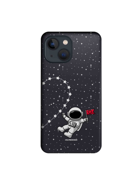 

macmerise Black & White Space Love Printed iPhone 13 Slim Back Case