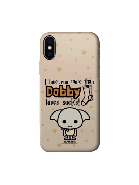 

macmerise Pink & Black Dobby loves Socks iPhone X Slim Back Case