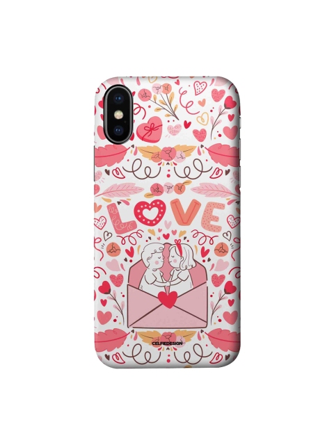 

macmerise Pink & White Love Letter Printed iPhone X Slim Back Case