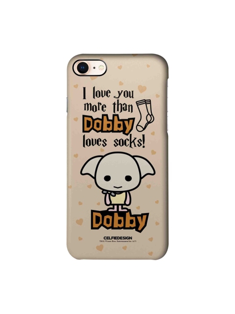

macmerise Beige & Black Dobby loves Socks Printed iPhone 8 Slim Back Case