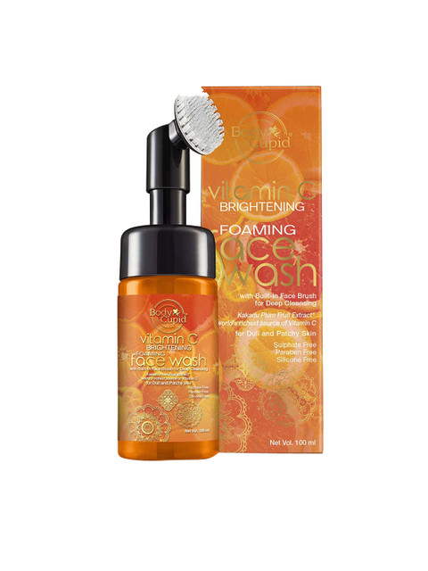 

Body Cupid Vitamin C Brightening Foaming Face Wash with Built In Brush - 100 ml, Orange