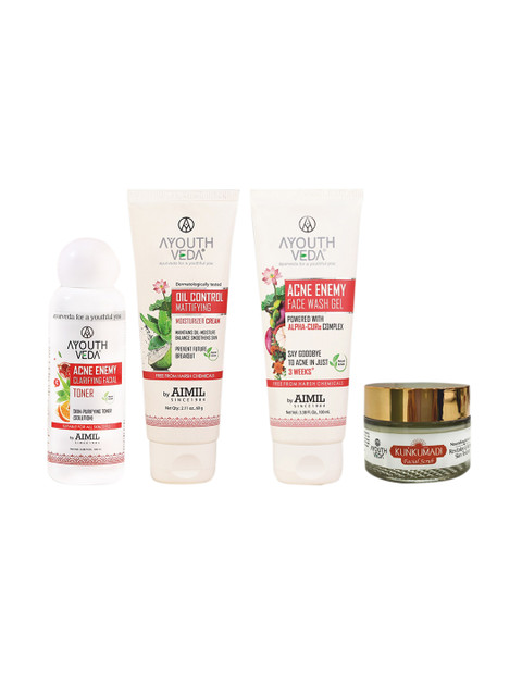

Archies Ayouthveda Set of Facial Toner-Moisturizer Cream-Gel Face Wash & Face Scrub, White