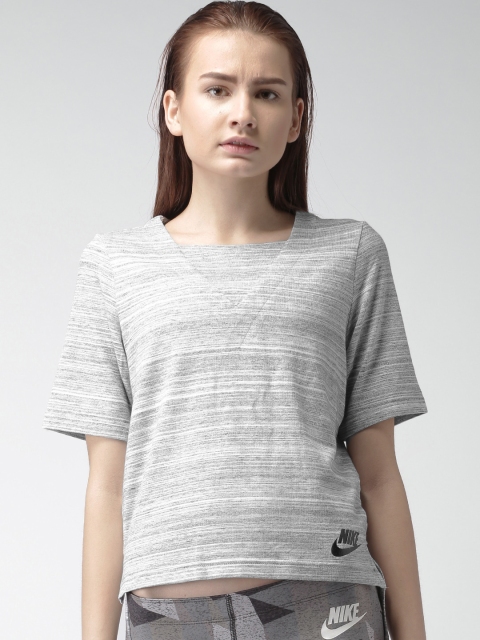 

Nike Women Grey Melange AS W NSW AV15 Knit Self-Design Top