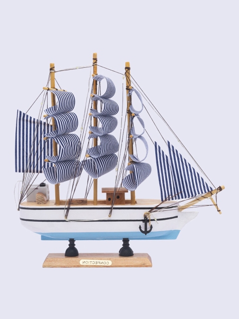 

MARKET99 Blue Wooden Decorative Boat Showpiece
