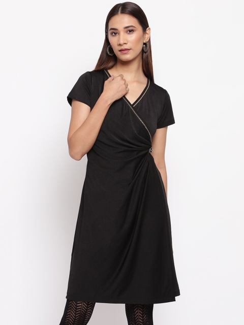 

radka Women Black V-Neck Wrap Dress