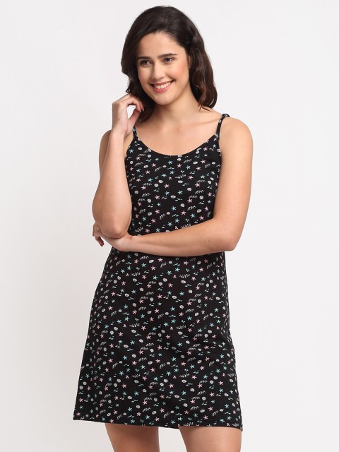 

Kanvin Black Printed Pure Cotton Nightdress