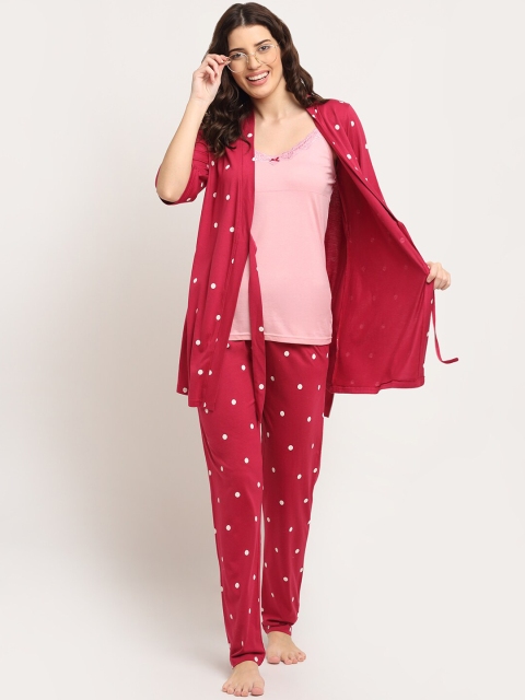 

Kanvin Women Red & White Printed Night suit